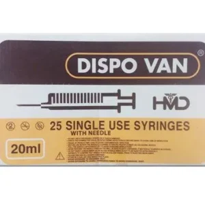HMD Dispo Van Syringe 20ml  22 Gauge  1.25 Inch Needle